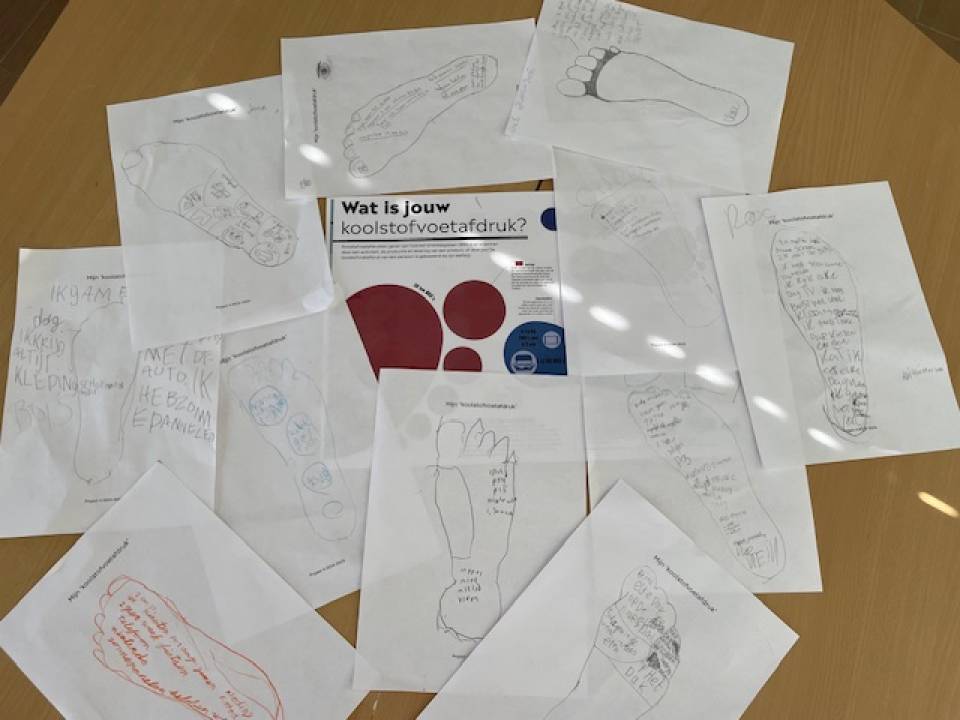 Foto van De leerlingen van projectgroep 6-7 van IKC Sint Maarten maakten hun eigen koolstofvoetafdruk. Super leerzaam!